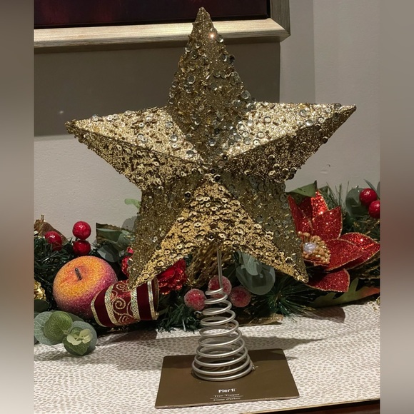 Pier 1 Gold Sequin Tree Topper - Picture 7 of 10